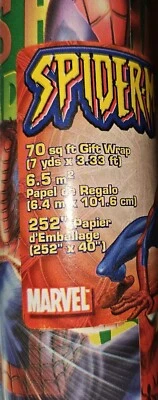 Marvel Spiderman Christmas Happy Holidays Wrapping Paper 70 Square Feet NEW - Image 1 of 4