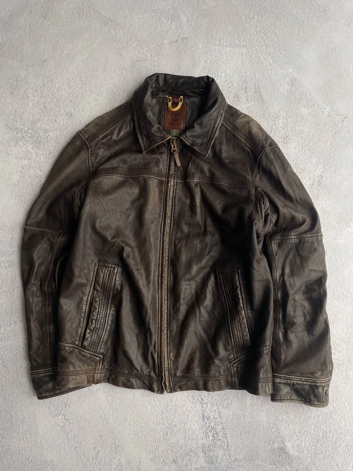 Vintage TIMBERLAND Lambskin Leather Jacket Season 14 Mens L Brown Bomber - Image 1 of 4