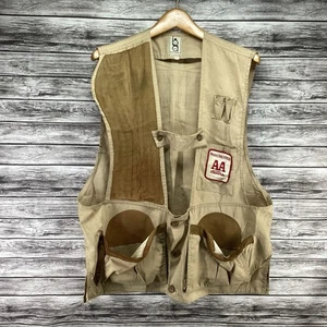 Vintage Bob Allen Shooting Vest Mens Large Beige Winchester AA Western Patches - Picture 1 of 8