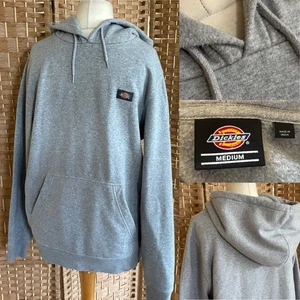 DICKIES Light Grey Pullover HOODIE Medium 40” Drawstring LOGO Pouch Pocket - Picture 1 of 15