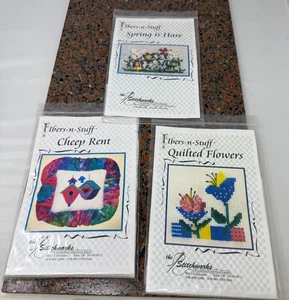 Lot 3 Fibers-N-stuff The Stitchworks Cross Stitch Kits Bunny Flower Bird House - Picture 1 of 7