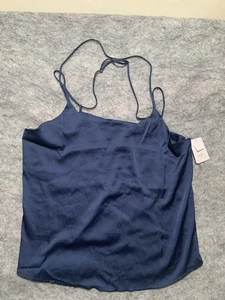 Nuevo con etiquetas Top Mujer Auden Satén Cami Talla L Azul Marino Cruz Correas Ajustables 0388 - Imagen 1 de 10