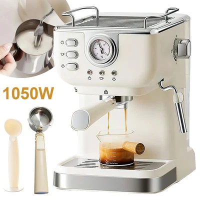 MARKENLOS Espressomaschine 1050W Kaffeemaschine mit Milchaufschäumer, Halbautomatische