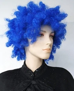 Unisex Blau Afro Perücke Kurz Clown 100% Kanekalon Modacrylfaser aus Japan - Bild 1 von 4