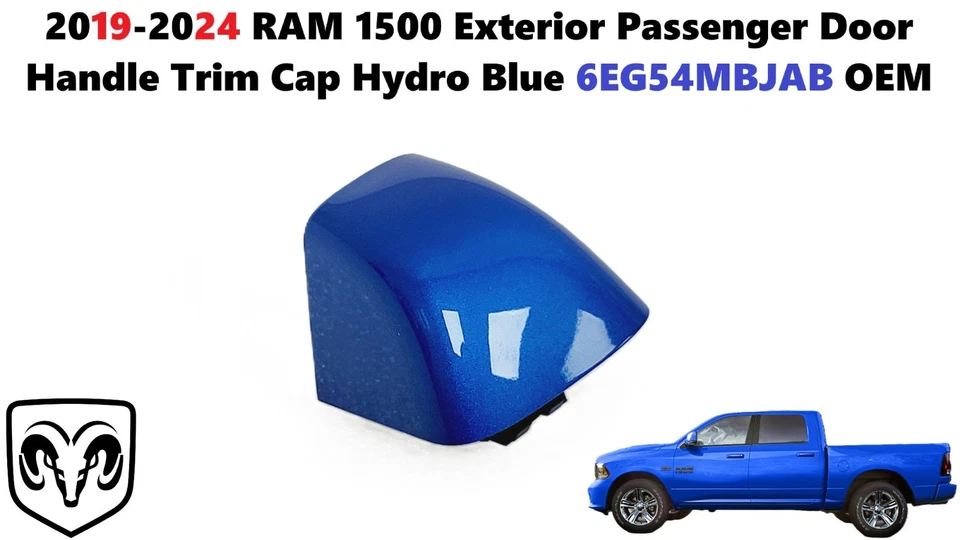 RAM 1500 2019-2024 exterior manija de puerta de pasajero tapa embellecedor azul hidráulico 6CV52KCLAB Foto 1 de 4