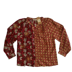 Tru Luxe Jeans Women's Size M Embroidered Button Up Floral Tunic Top Blouse New - Picture 1 of 12