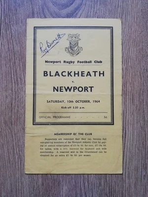 Newport v Blackheath Oct 1964 Rugby Programme - Image 1 of 2