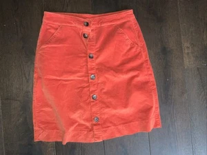 Crew Clothing Cord Button up Skirt Burnt Orange Size Ten - Picture 1 of 7
