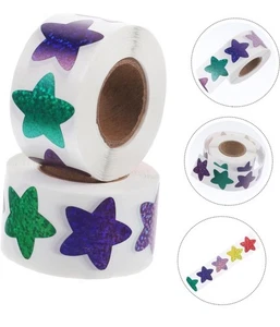 1 Roll 500 pcs Star Sparkly Foil Stickers 1 in / 25 mm Brand New - Picture 1 of 3