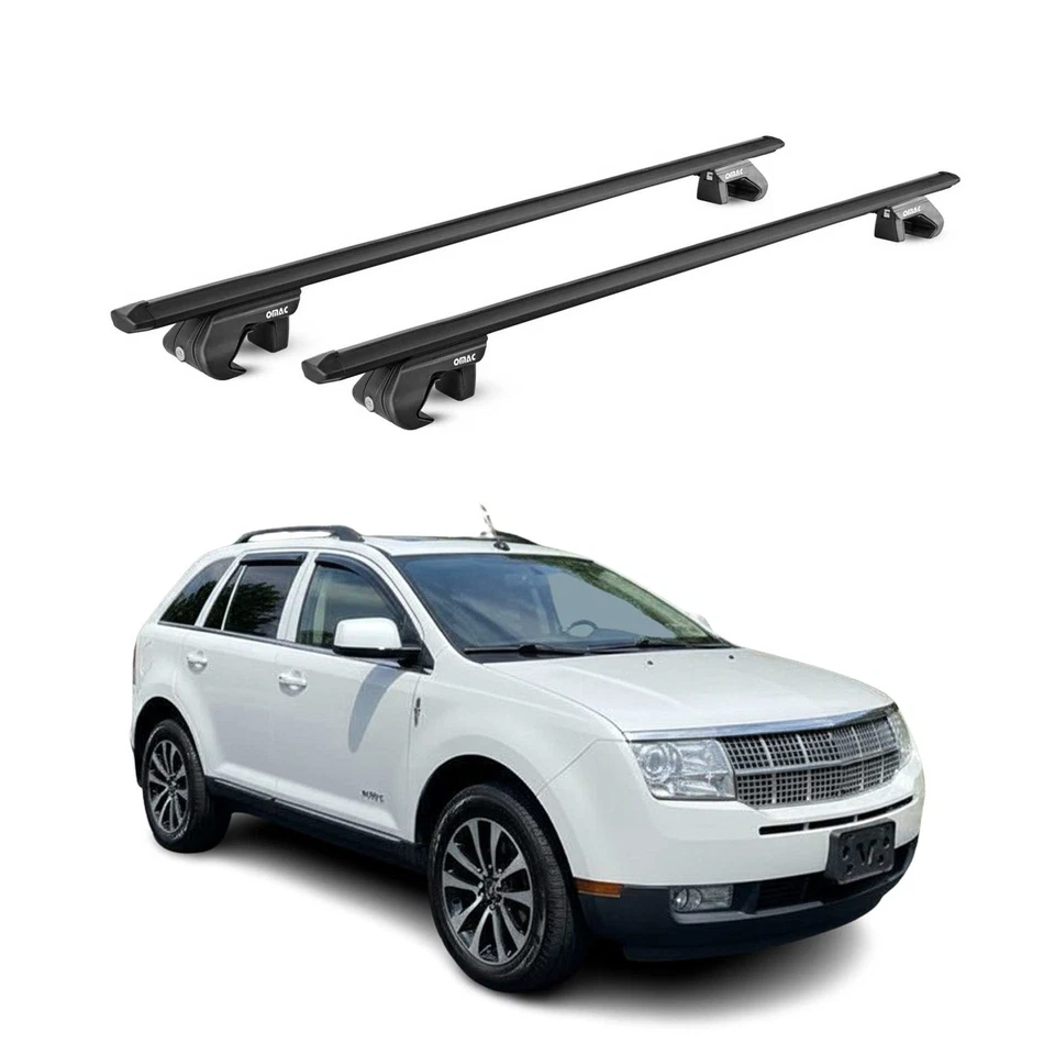 Compatível com Lincoln MKX 2010-2015 rack de teto barras transversais porta-bagagens preto 2 peças - Imagem 1 de 4
