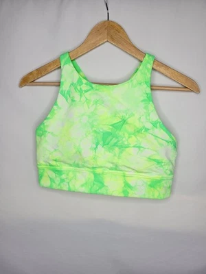 Lululemon Energy Bra High Neck Longline Women Size 10 Large Shibori Yellow Green - Image 1 of 4