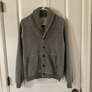 American Eagle graue Strickjacke mit Schalkragen Knopf Fleece gefüttert Herren - Größe Small - Bild 1 von 11