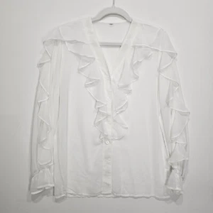 Unknown Brand Top Cream Sheer Over Liner Long Sleeve Size L - Picture 1 of 4
