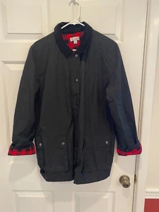 DENIM & CO Water Resistant Utility Jacket w/ Flannel Trim BLACK size LARGE - Picture 1 of 2