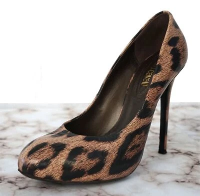 ROBERTO CAVALLI 37.5 Leopard Print Leather Pumps Heels US 7 - Image 1 of 3
