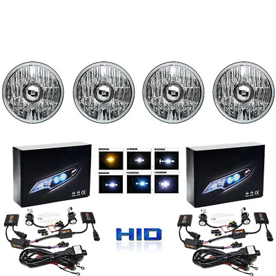 5-3/4 Crystal Clear Glass Metal Headlight Headlamp 10000K 10k HID Light Bulb Set - Image 1 of 4