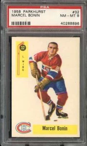 1958-59 PARKHURST #32 MARCEL BONIN PSA 8 CANADIENS - Picture 1 of 2