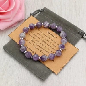 DREAM AMETHYST Bracelet Stretch Handmade Gift Bag + Card Crystal Gemstone 6/8mm - Picture 1 of 12