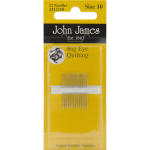 12 Pack John James Big Eye Quilting Hand Needles-Size 10 12/pkg JJ125-10
