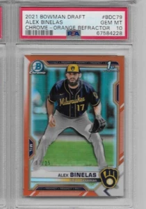 2021 Bowman Draft Chrome Alex Binelas Orange Refractor # 17/25 ~ PSA 10 🔥🔥🔥 - Bild 1 von 1