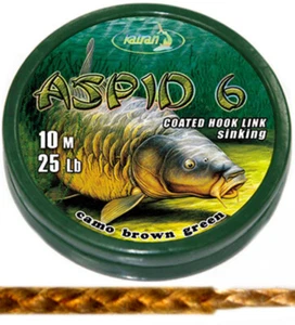 KATRAN ASPID 6 COATED BRAID HOOKLINK 25LB 10m CAMO BROWN / GREEN FOR CARP RIGS - Bild 1 von 4