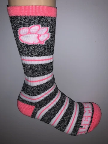 CLEMSON TIGERS NCAA COLLEGE JERSEY LOGO PINK CREW LENGTH SOCKS MEDIUM WOMENS Cover