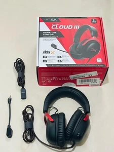 HyperX Cloud III Wired Gaming Headset, PC, PS5, Xbox Series Black/Red *A-GRADE* - Picture 1 of 10