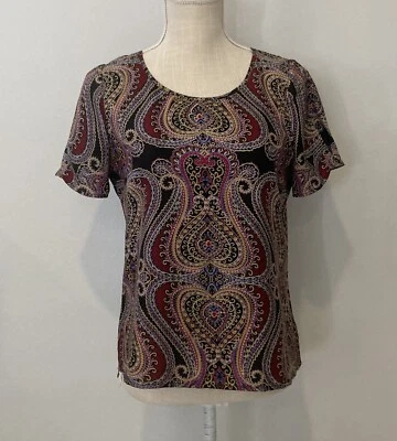 Covington - Womens Paisley Shortsleeve Blouse - Size MP - EUC Foto 1 de 4