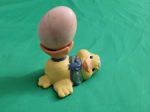Lindo Lote de 2 Soporte Decoración Regalo Porcelana Rosa Mármolino Huevo y Pollito Bebé - Imagen 1 de 9