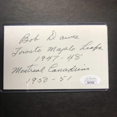 Bob Dawes NHL CANADIAN HOCKEY PLAYER SIGN 3x5 Index Card JSA CERTIFIED AUTOGRAPH - Image 1 of 4