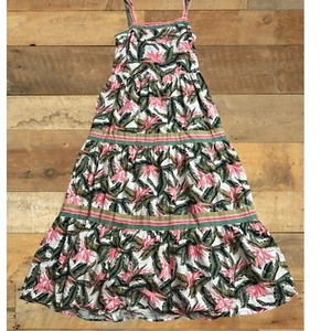 LOFT Paradise Tiered Maxi Dress Tropical Print Tiered Sleeveless Casual Size 4 - Picture 1 of 4