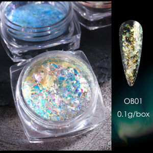 Opal Flakes Powder Nail Art Decor Glitter Nail Iridescent Sequins Holographic