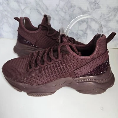 Steve Madden Maxima Sneakers Women's 9.5 Maroon Rhinestone Bling Trainer sporty - Image 1 of 4