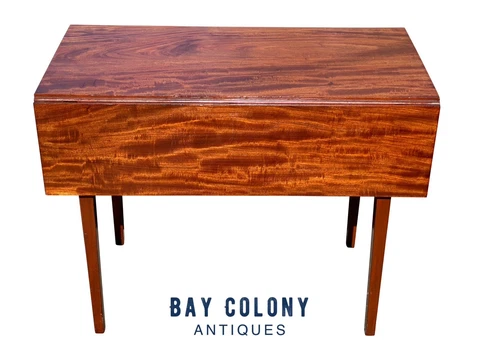 19TH C ANTIQUE MAHOGANY FEDERAL PERIOD DROP LEAF TABLE WITH INLAY & ONE DRAWER Cover
