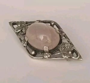 Silver Bernard Instone Style Rose Quartz Vintage Brooch Gift Present Idea  - Picture 1 of 9