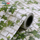 Self-Adhesive Country Wallpaper Green Leaf Brick Pattern PVC Room Wall Stickers