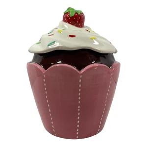 Cupcake Cookie Jar Ceramic Pier 1 Imports - Picture 1 of 7