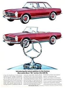 1963 Mercedes Benz 230SL 230 SL Coupe Convertible Red Car Color Vintage Print Ad - Picture 1 of 1