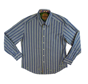 Robert Graham Men’s XL Long Sleeve Button Front Shirt Striped Embroidered Floral - Picture 1 of 16