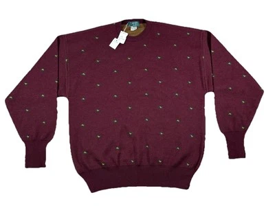 NWT Marshall Field’s Men’s Wool Sweater Burgundy Made In Italy •  Size Large VTG - Image 1 of 4