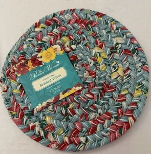 Pioneer Woman Trivet Vintage Floral set of (2) Braided 8.75" Diameter Cotton NEW - Picture 1 of 5
