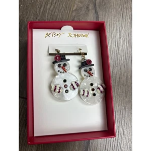 Betsey Johnson Schneemann Ohrhänger Weihnachten Urlaub Neu mit Etikett $ 48 verpackt - Bild 1 von 6