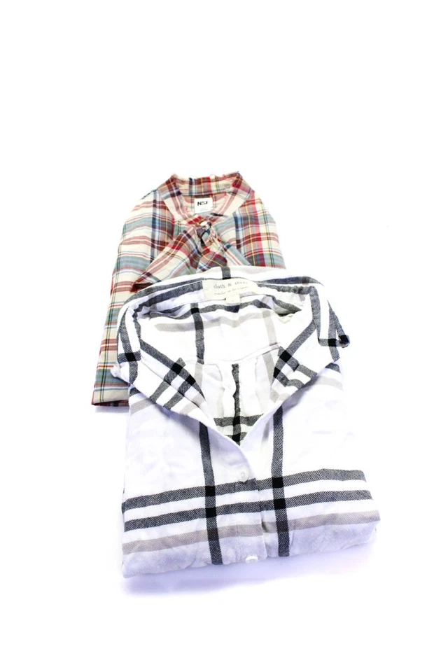 Tela y Piedra NSF Mujer Cuadros Abotonados Manga Larga Prendas para el torso Blanco Talla S Lote 2 Foto 1 de 4
