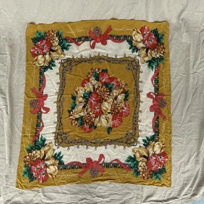 Bufanda floral vintage Pierre Balmain seda marrón Foto 1 de 4