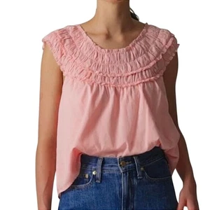 J. Blusa Top Crew Rosa Rosalie Algodón Calado Relajado Grande Nueva con Etiquetas - Imagen 1 de 8