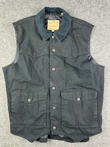 Chaleco Powder River Outfitters Para Hombres Grande Negro Frente a Presión Pana Cuello Occidental - Imagen 1 de 9