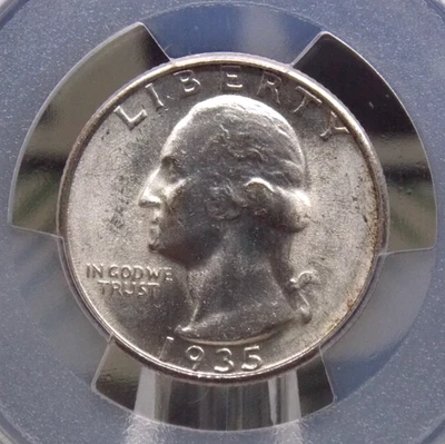 1935 "D" Washington SILVER Quarter 25c PCGS MS62 #825 Unc Uncirculated ECC&C Inc - Image 1 of 4