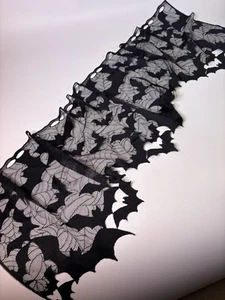 Heritage Lace Halloween Lace Valance Black 60" x 18" Bats - Picture 1 of 8