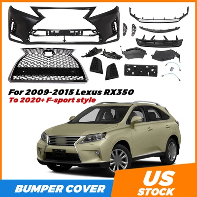 For 09-15 Lexus RX350 RX 450 to 2020+ F-Sport Style Front Bumper Set +Fog lights - Imagem 1 de 4