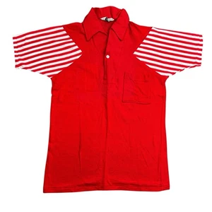 Vintage 70s Campus Key Club Bowling Polo Shirt Size Small Red Candy Cane Stripe - Bild 1 von 9